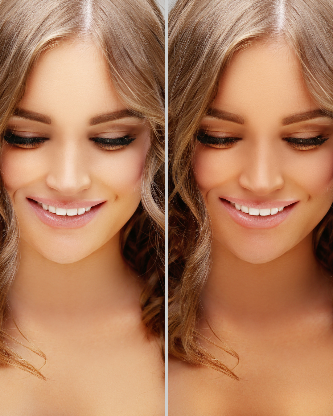 Before and after spray tan result