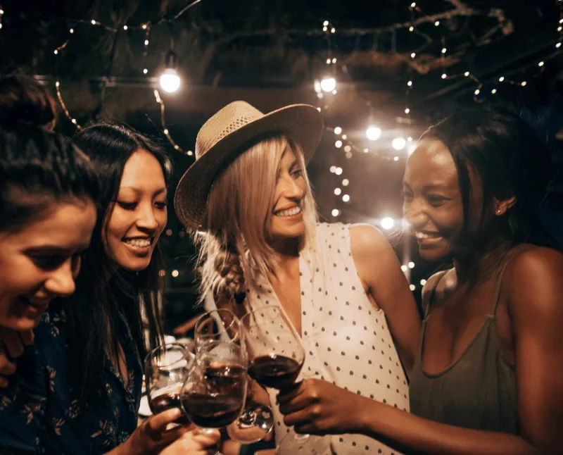 Friends celebrating before a Nashville girls night